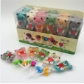 Six color bear shape soft fruity gummy jelly lollipop 