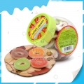 2 color in 1 fruity flavor circle gummy candy in jar 