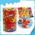 New Product Colorful Funny Dip Fruit Lollipop with chocolate jam cup 