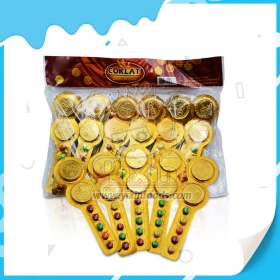 coins chocolate with chocolate beans