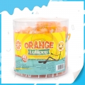 Sweet Orange Flavour Round Shape Hard Lollipop in Jar 