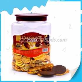 chocolate coins in jar