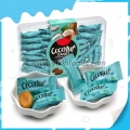 coconut hard candy in square jar 