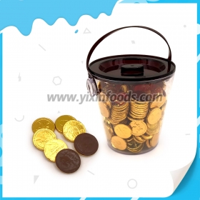 chocolate coins in jar