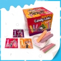 Funny fruited candy loka cc stick with 3 color press candy stick 