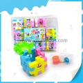 Box Packed Educational Cartoon Puzzle Toys Building Blocks Toy With Jelly Bean Candy 