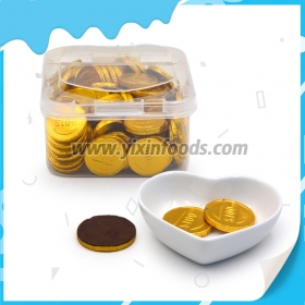 chocolate coins in box
