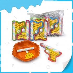 Gun shaped Twisted marshmallow with candy and compressed candy