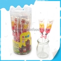Three color bear shape hard candy lollipop 